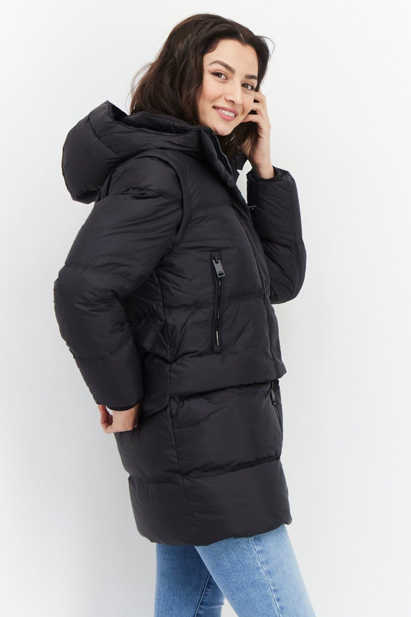 Tumi سترة هودي طويلة الأكمام للنساء، سوداء - Image 3